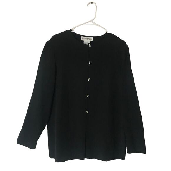 Bloomingdale's Black Women Silk Blouse Top Size 8 Long Sleeve Rectangle Button - Picture 1 of 11